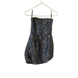 Cache Women's Strapless Sleeveless Zebra Print Mini Puff Dress - 4